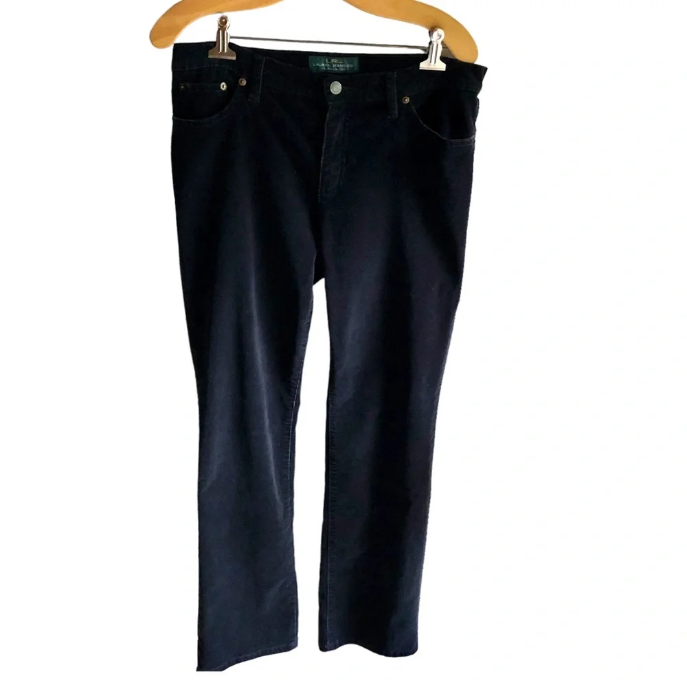 Lauren Ralph Lauren Fine Wale Corduroy Pants. Classic Straight. Black. Size 10 - Picture 3 of 12